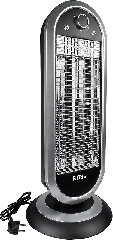 Güde Infrarot Heizstrahler GIH 900 (900 W Heizleistung, 2 Heizstufen (450, 900 W) mit oder ohne Oszillation, 20 m³ max. Raumheizvermögen, Carbon-Heizelemente, großer Standfuß & Kippschutz, Tragegriff) — Heizung Warmepumpe