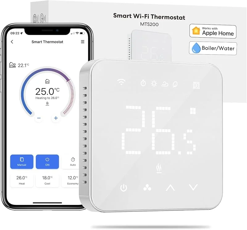 Meross Smart Thermostat für Boiler Fußbodenheizung, Raumthermostat, Weiß — Heizung Warmepumpe