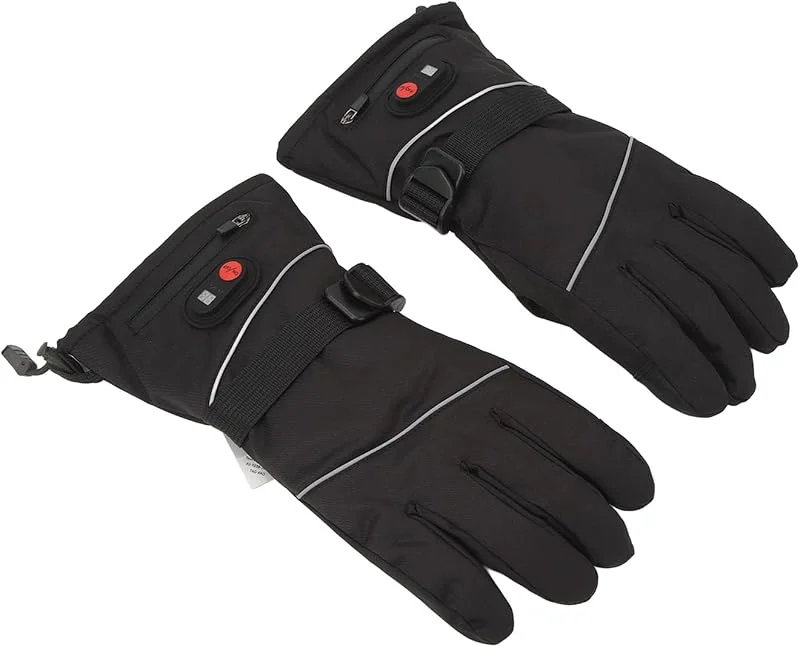 Akozon Elektrische Heizhandschuhe für Männer und Frauen, Winddicht, Touchscreen, 3 Temperaturen, mit Batterietasche für Radfahren, Skifahren, Camping, Winter, Outdoor — Heizkleidung
