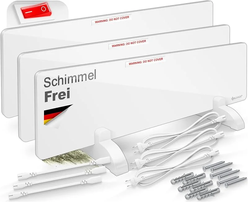 KESSER® Schimmel Infrarotheizung Schimmelentferner 100W Wandheizer 3er Set — Heizung Warmepumpe