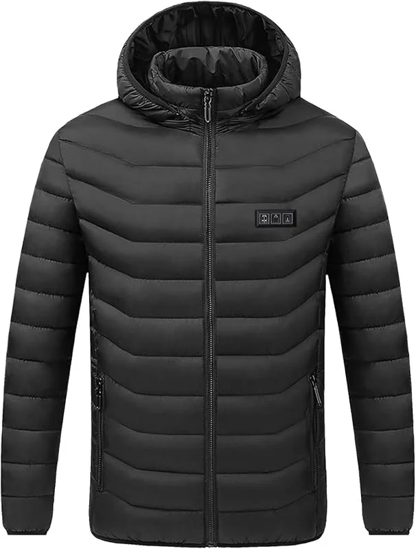 AEGJEGVD Neue Herren Damen Softshell Heizjacke Warm Beheizte Jacke mit Kapuze Winterjacke Sport Langarm Steppjacke USB Lade Heizjacke 11 Heizstufen 3 Temperaturstufen Beheizbare Jacken für Camping — Heizkleidung