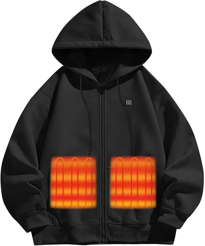 Battnot Beheizbare Hoodie Kinder Beheizte Jacken mit 5 Heizzonen Heizweste Kapuzenpullover USB Elektrische Beheizbarer Pullover Hoody mit Kapuze Beheizte Kleidung Jungen Mädchen Beheizte Hoodies — Heizkleidung