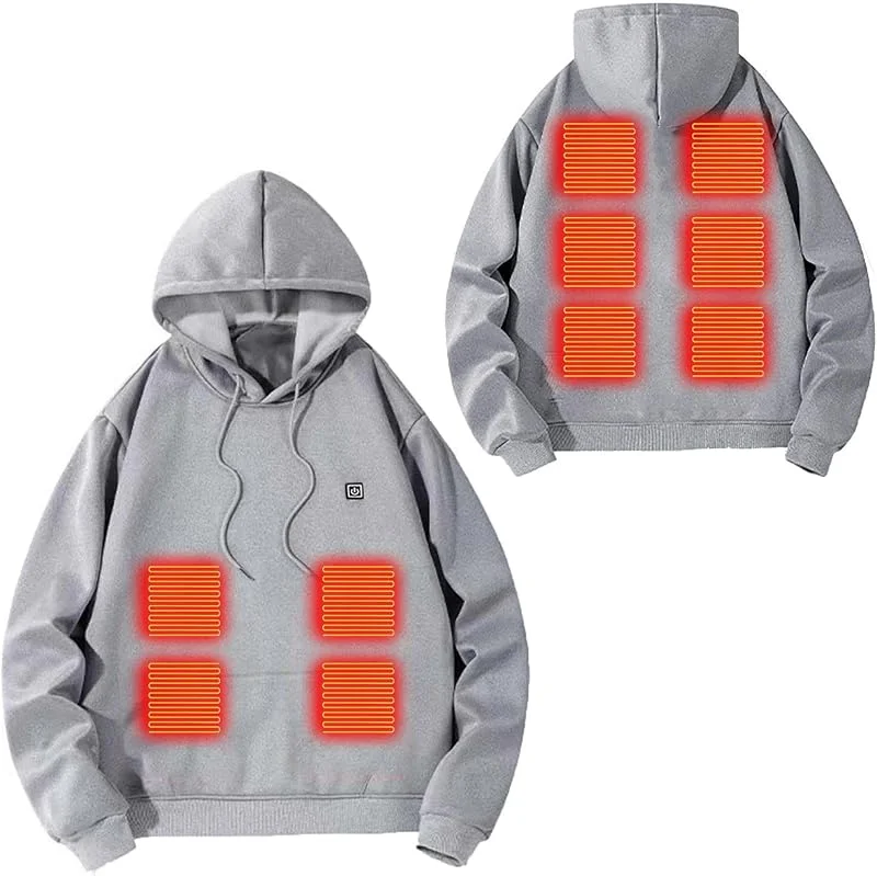 KQIVAM Beheizbare Hoodie Damen Beheizbare Pullover Herren Langarm Baumwolle Beheizte Kapuzenpullover USB Elektrisch Beheizbare Sweatershirt mit Kapuze Erwachsene Bluse Tops Mantel — Heizkleidung