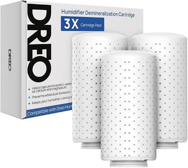 DREO Entkalkungspatrone für Luftbefeuchter (3er-Pack), kompatibel mit DREO HM512S, 713, 713S, 717S, verhindert Kalkablagerungen, filtert hartes Wasser und eliminiert weißen Staub effektiv