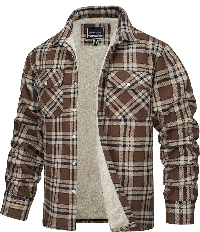 TACVASEN Herren Fleece Thermohemd Warm Flanellhemd Holzfällerhemd Winter Innenfleece Jacke — Heizkleidung