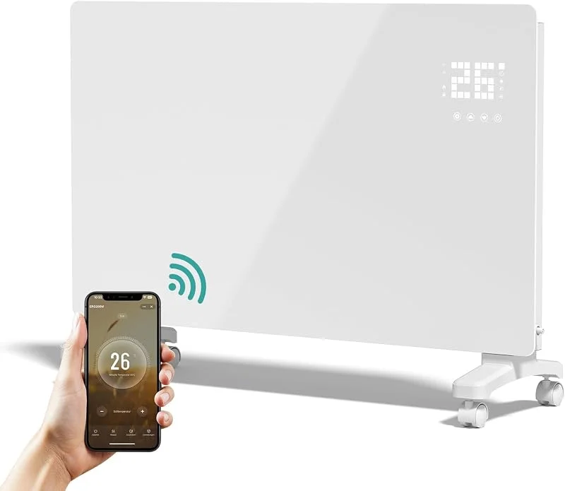 EMKE Elektroheizung 2000W, Konvektor-Heizung Elektrisch mit WLAN & App-Steuerung, Smart Elektroheizkörper Standgerät oder Wandmontage Weiß — Heizung Warmepumpe