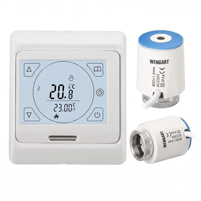 Wengart Fussbodenheizung Set Raumthermostat 2 Stellantriebe M30x1.5 — Heizung Warmepumpe