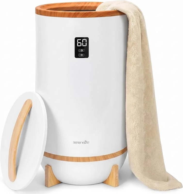 SereneLife Handtuchtrockner Elektrisch mit Timer, Handtuchwärmer Eimer Towel Warmer for 2 Towels, Energiesparend & Mobil mit Überhitzungsschutz, Automatischer Abschaltung, Spa & Wellness, Grau — Heizung Warmepumpe