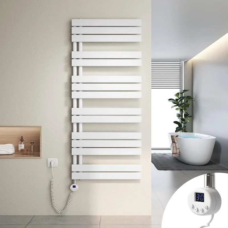Heilmetz Badheizkörper Elektrisch Heizkörper Bad mit Digitalem Thermostat Handtuchheizkörper mit Timer-Funktion 1385x600mm 800 Watt für Badezimmer, Wohnzimmer — Heizung Warmepumpe