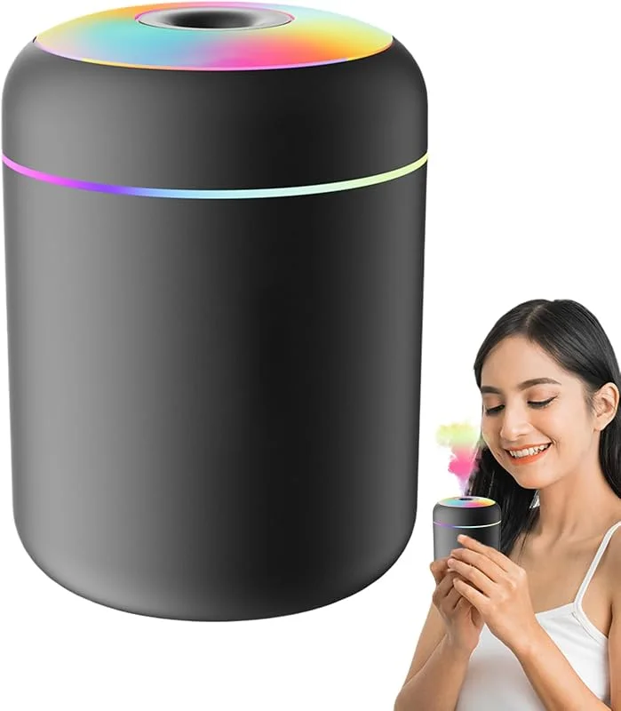 Luftbefeuchter für Schlafzimmer, Nebelgenerator, Luftbefeuchter mit Stromversorgung über USB und Licht, 180 ml, Luftbefeuchter für große Räume, für Kindergarten, Wohnzimmer, Büro und Zuhause
