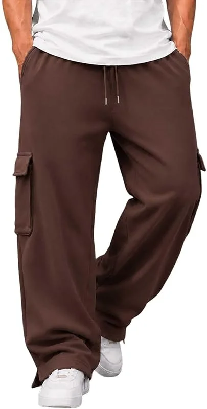 Cargo Jogginghose Herren Fleece Sporthose Trainingshose Warm Sweatpants — Heizkleidung