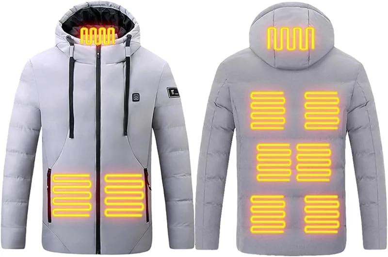 MaNMaNing Herren Hoodie Sweatshirt beheizbar mit USB Anschluss und Fleece Langarm für Herbst und Winter Streetwear Herren Kapuzenpullover mit Kapuze für Outdoor und Alltag — Heizkleidung