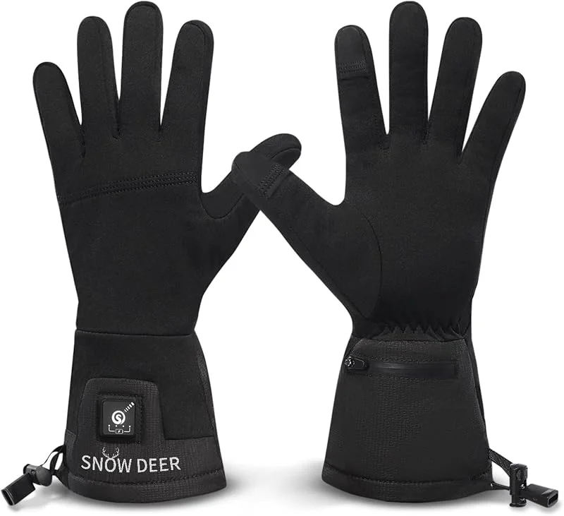 SNOW DEER Beheizbare dünne Handschuhe Liner für Damen & Herren, mit 7, 4 V, 2200 mAh Akku, 3 Heizstufen – wiederaufladbare Handschuhe mit Heizung für Skifahren, Radfahren & Winter-Alltag — Heizkleidung