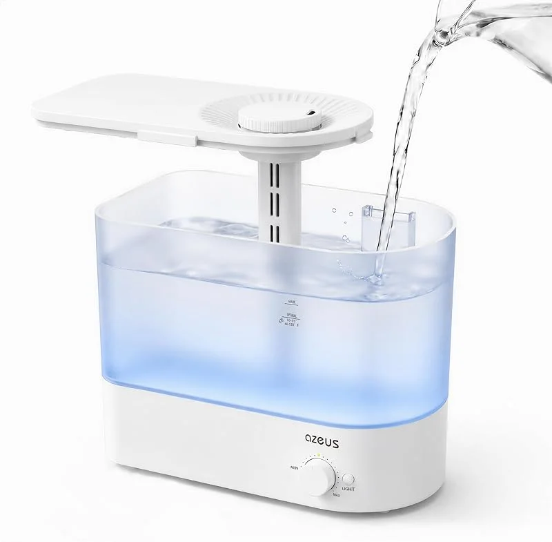 AZEUS 6L Top Fill Cool Mist Luftbefeuchter, großer Wassertank, extrem leiser Betrieb, variable Nebelsteuerung, automatische Abschaltung, Luftbefeuchter für Schlafzimmer, Büro, Wohnzimmer