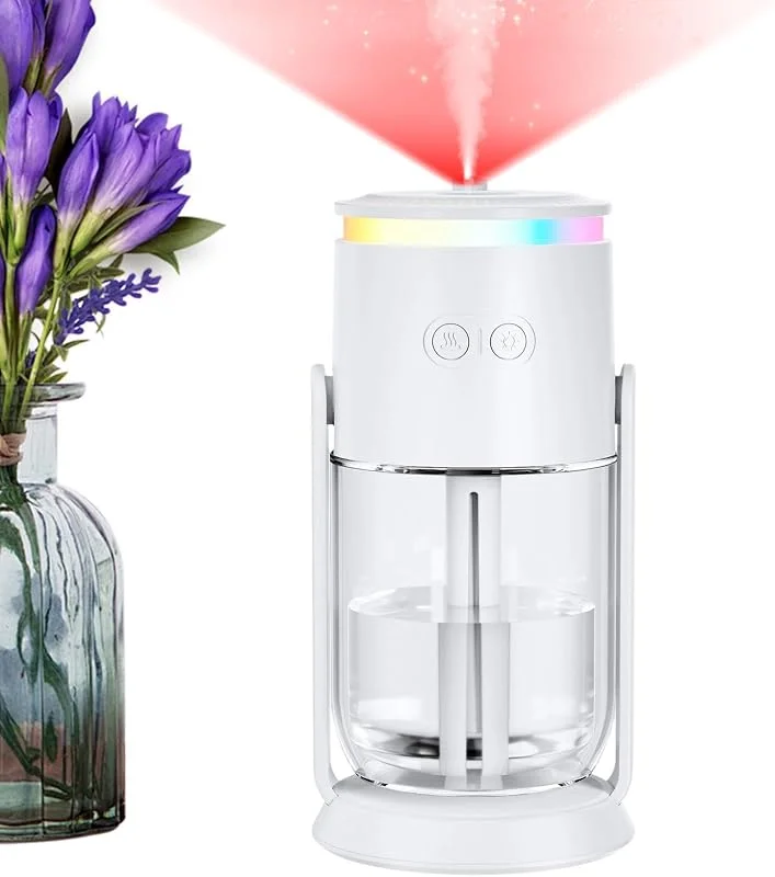 Tragbarer Luftbefeuchter, 280 ml, USB, wiederaufladbar, mit 7 Lichtfarben