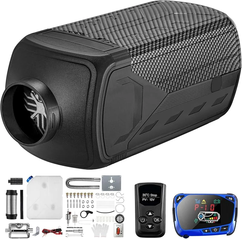 Redriver Dieselheizung 8KW Diesel Standheizung 12V, 24V 10 Min Schnellaufheizung, 10L Tank, Timer, Überhitzungsschutz, Leise Heizung, LCD-Display, Fernbedienung, für Auto, LKW, Wohnmobil, Boot Schwarz — Heizung Warmepumpe