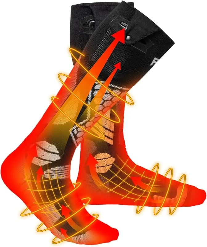 KEMIMOTO Beheizte Socken, 2 Paar Heizsocken mit App und 2 Akkus — Heizkleidung