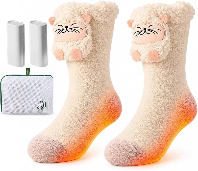 Beheizte Socken Damen, 2200mAh x 2 Akku Elektrische Socken, 38-45°C — Heizkleidung