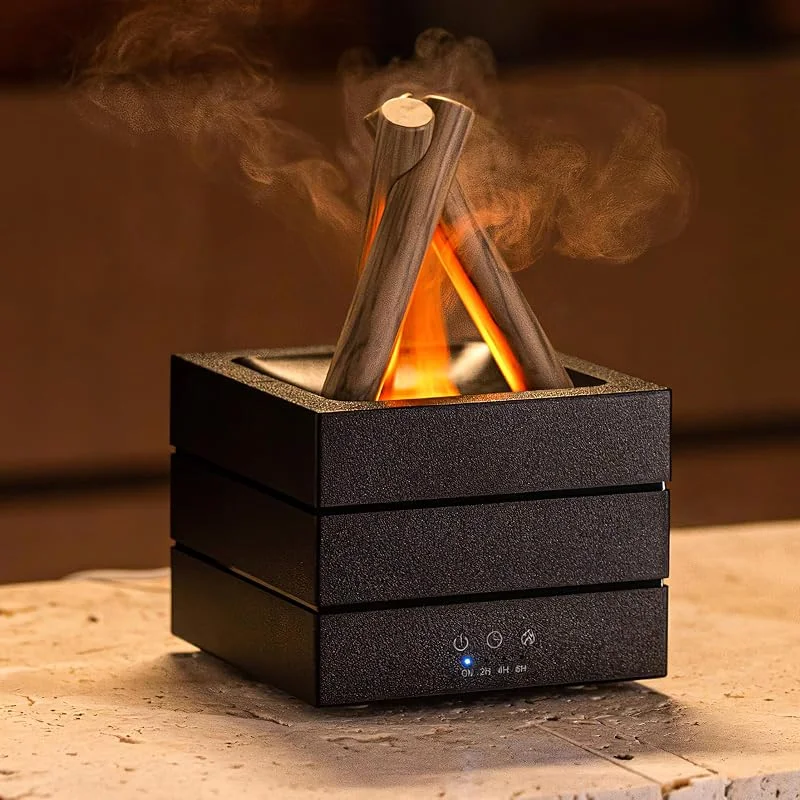 Luftbefeuchter, 280ml Flammen Duft Diffuser, USB-betrieben Luftbefeuchter mit Farbiges Licht, Drei Gang Timing Funktion, Geeignet für Schlafzimmer, Büro, Wohnzimmer, Weihnachtsgeschenke