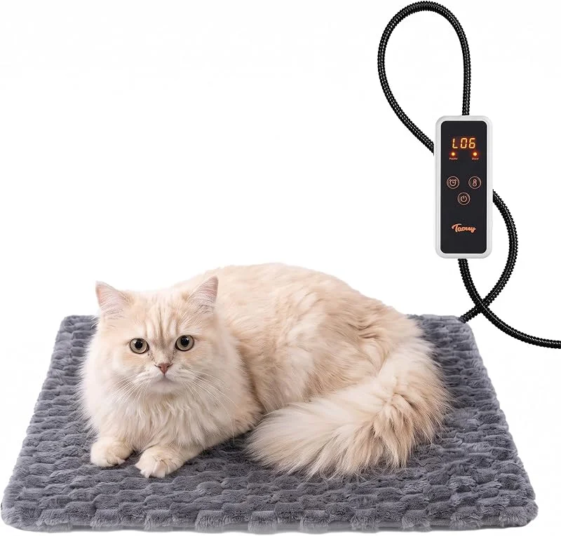 Toozey Heizmatte Katze Hund, Heizdecke, 6 Heizstufen und 6 Timer, 45x40 cm — Heizung Warmepumpe
