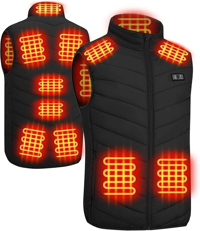 Herren Beheizbare Weste for Winter: USB Beheizbare Jacke for Outdoor - 11 Zonen Heizweste für Motorrad Angeln Skifahren Laufen Golf Wandern Reiten (Batterie Nicht Enthalten) — Heizkleidung