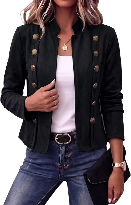 Übergangsjacke Damen Elegant Blazer Kurz Vintage Trachtenjacke Wildleder — Heizkleidung