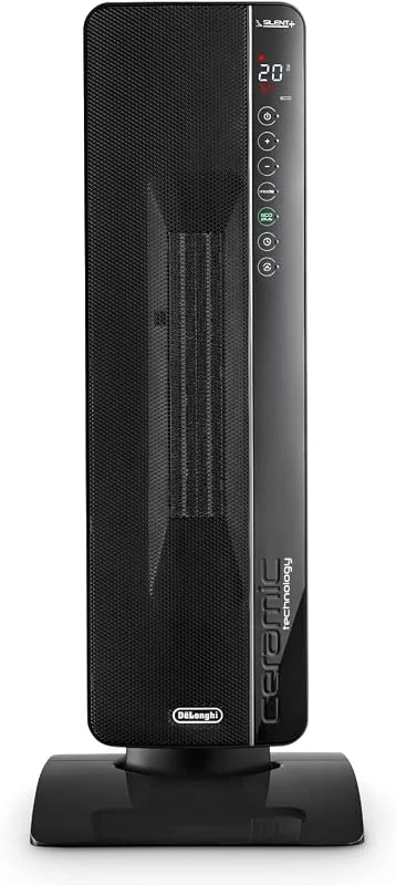 De'Longhi TCH – Turmventilator mit Heizfunktion, Heizung für Räume bis 70m³, 3 Leistungsstufen, Individueller Komfort mit Motoroszillation, 24h Timer, Leicht, 2400W, Schwarz (TCH8993ER.BC) — Heizung Warmepumpe