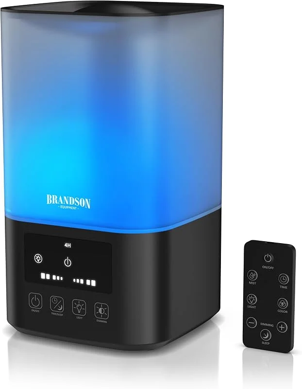 Brandson - Luftbefeuchter 2, 5 Liter - sehr leise 30dB - Fernbedienung - Display digital – 3 Nebelstufen - 7 Helligkeitsstufen - RGB - Schlafmodus - Schlafzimmer Kinderzimmer Wohnzimmer