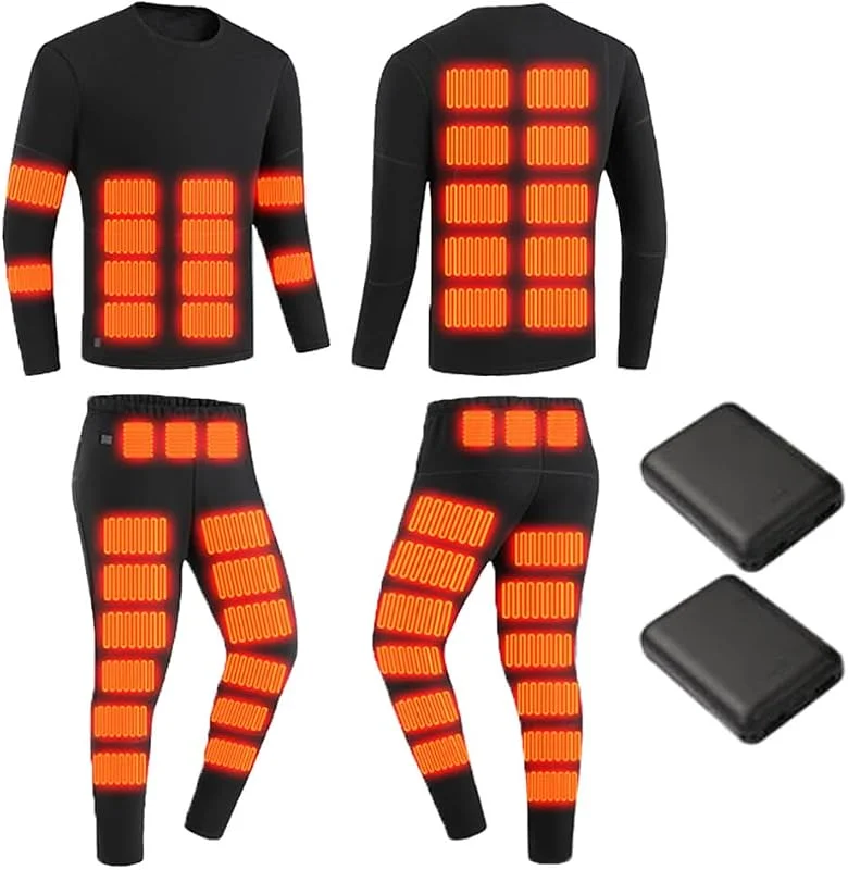 52-Zonen Beheiztes Thermounterwäsche-Set Mit Akku Für Männer Und Frauen, USB-Beheizbare Kleidung, Outdoor-Sport Beheizte Oberteile Und Hosen — Heizkleidung