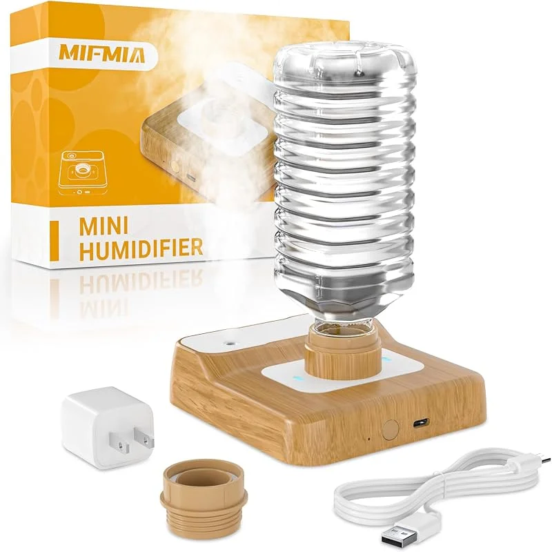Reise-Luftbefeuchter - Wiederaufladbarer tragbarer Luftbefeuchter für Schlafzimmer, Hotelzimmer, Schreibtisch & Pflanzen, persönlicher Mini-Luftbefeuchter flüsterleise 23dB, automatische