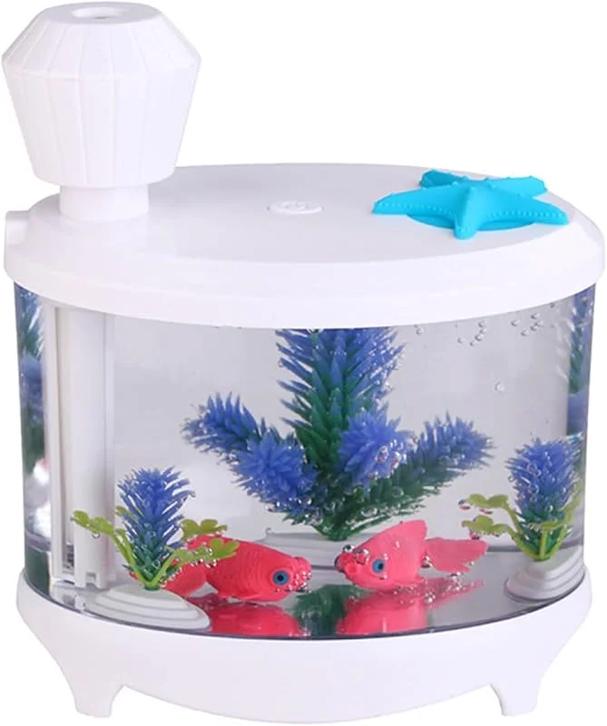 Luftbefeuchter Kreatives Aquarium, tragbarer Mini-Luftbefeuchter, Diffusor, buntes Nachtlicht, USB-Mini-Nebelhersteller, 460 ml, Wasserdiffusor, Stummsprüher Raumluftbefeuchter (Color : A)