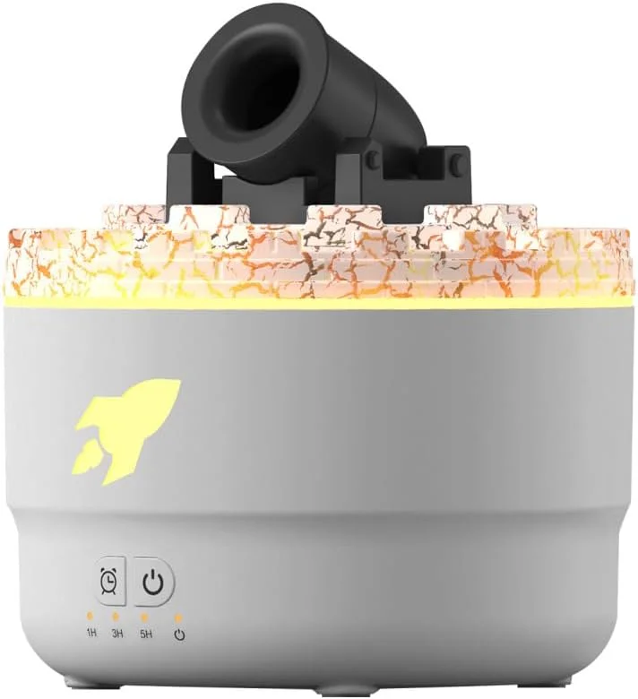 Aroma Luftbefeuchter mit LED Kanonen, Simulation Eines Vulkannebels, Persönlicher Kleine Luftbefeuchter, Leiser Diffusor mit 7 Farblichtern für das Home Office und Unterwegs