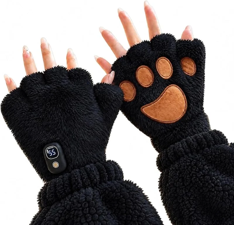 Cat Paw Elektrische Beheizte Fingerlose Handschuhe, Wiederaufladbare Warme — Heizkleidung
