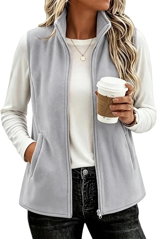Generisch Fleeceweste Damen Ärmellose Weste Damen Fleecejacke Stehkragen — Heizkleidung