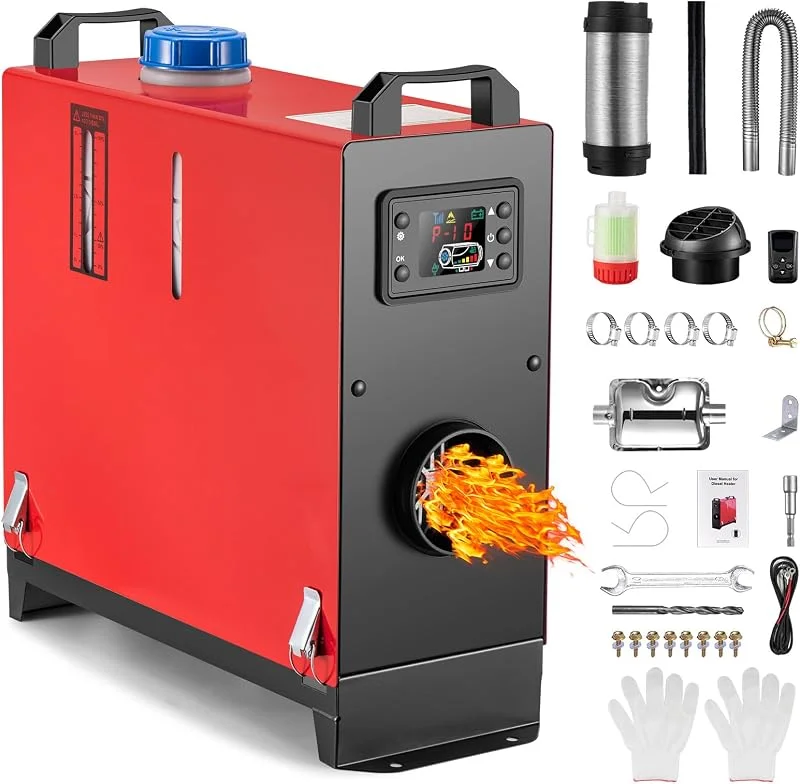Redriver Dieselheizung 5KW Diesel Standheizung 12V, 24V 10 Min Schnellaufheizung, 5L Tank, Timer, Überhitzungsschutz, Leise Heizung, LCD-Display, Fernbedienung, für Auto, LKW, Wohnmobil, Boot Schwarz — Heizung Warmepumpe
