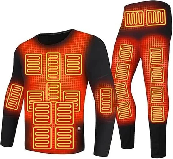 Beheiztes Unterwäscheset für den Winter, beheizte Motorradjacke, beheizte Unterwäsche, mit Fleece gefüttertes Thermounterwäscheset, elektrisch beheizbare T-Shirts und Hosen per USB (Farbe: Damen — Heizkleidung