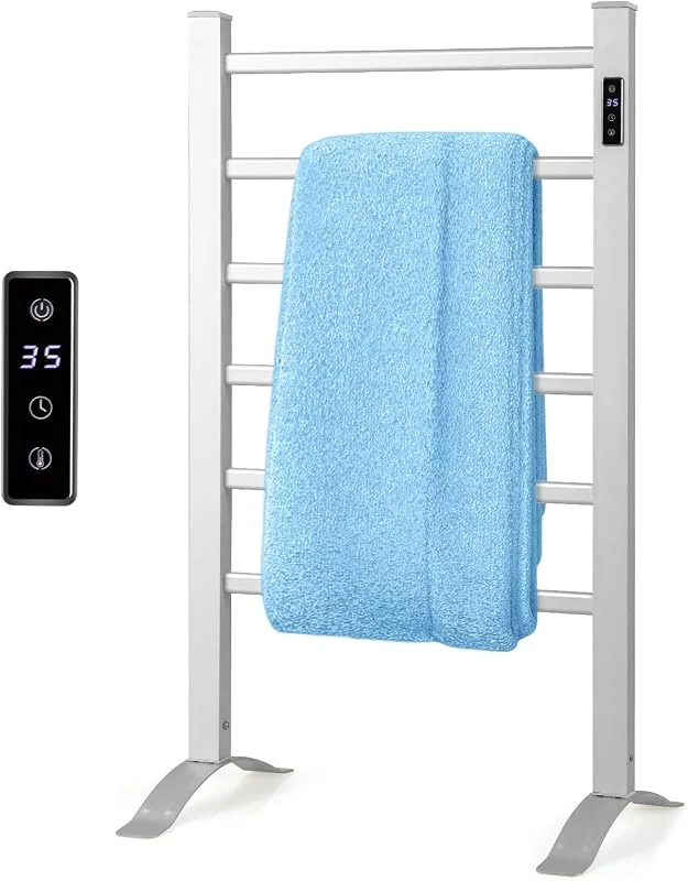 FANTASK Handtuchwärmer mit LED Display, freistehend und wandmontiert Handtuchhalter, Aluminium Heizkörper, 54 cm x 35 cm x 91 cm — Heizung Warmepumpe