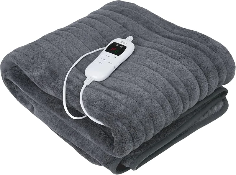 Zilan Elektrische Heizdecke mit Abschaltautomatik, Kuscheldecke, XXL 180 x 160 cm, Timer, bei 40° waschbar, 9 Temperaturstufen, Fernbedienung, Wärmedecke, Wärmeunterbett, Wärme Decke — Heizung Warmepumpe