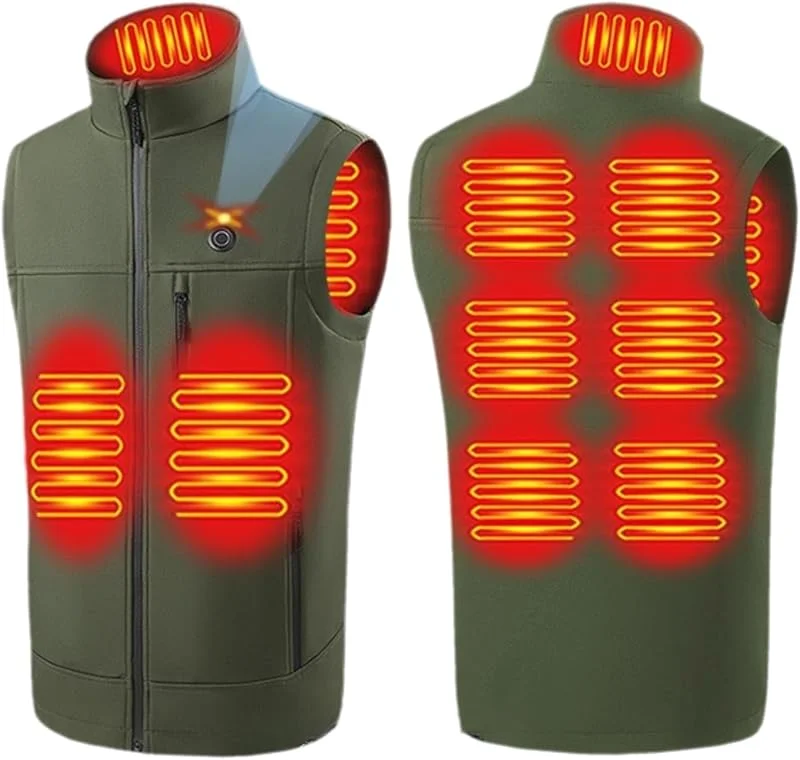 scosao Beheizbare Weste Herren Damen, Elektrische USB Beheizte Jacke Heizweste mit 3 Temperaturen, 9 Heizzonen, Winter Leicht Wärmeweste Heizjacke für Outdoor-Sportarten Motorrad Skifahren — Heizkleidung