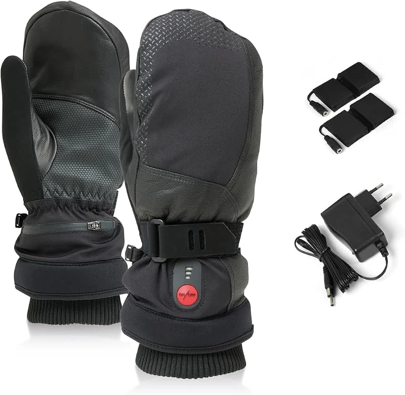 XOLARHEAT Novaheat® aufladbare, wasserdichte beheizte Handschuhe (7, 4V, 2200mAh) – Winddicht, verstellbar – Innenhandschuh, Separate Finger – Snowboard — Heizkleidung