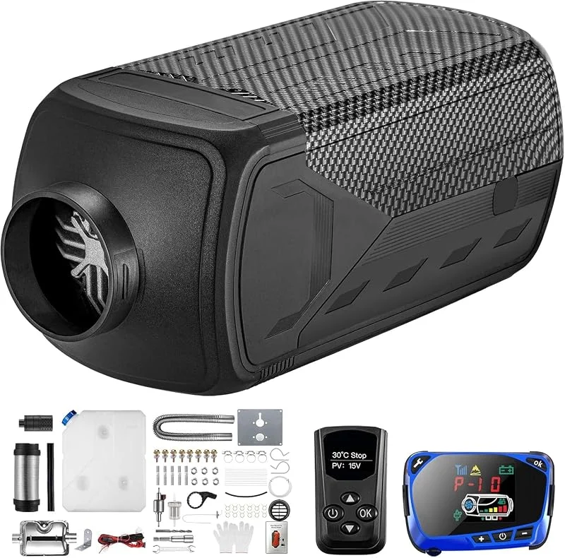 Redriver Dieselheizung 2KW Diesel Standheizung 12V, 24V 10 Min Schnellaufheizung, 10L Tank, Timer, Überhitzungsschutz, Leise Heizung, LCD-Display, Fernbedienung, für Auto, LKW, Wohnmobil, Boot Schwarz — Heizung Warmepumpe