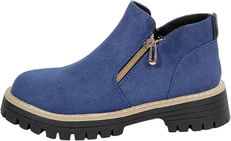 Generisch Stiefeletten mit Dicker Sohle seitlichem Reißverschluss für vielseitige Alltagsmode weichem Material — Heizkleidung