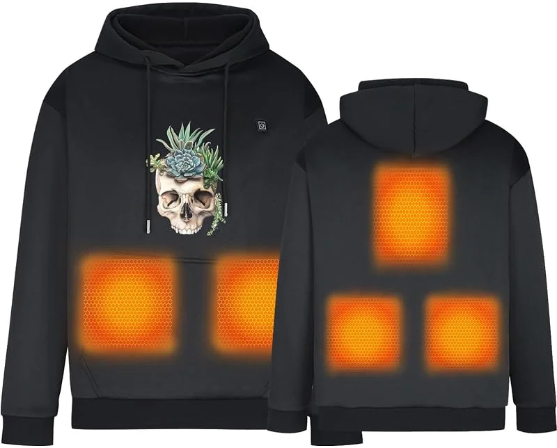 KQIVAM Beheizbare Hoodie Damen Herren mit 5 Heizzonen Elektrische Jacken Sweatshirt Beheizbare Jacke für Motorrad, Weihnachten Beheizbare Jacke Warme Dicke Weiche und Warme Beheizbare Langärmeliges — Heizkleidung