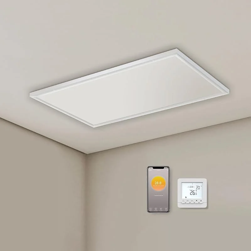 Infrarotheizung Deckenmontage mit Thermostat 660W, APP Fernbedienung Steuerung, Infrarot Deckenheizung mit Überhitzungsschutz, Heizplatte Heizkörper Heizpaneel -1030 * 630mm — Heizung Warmepumpe