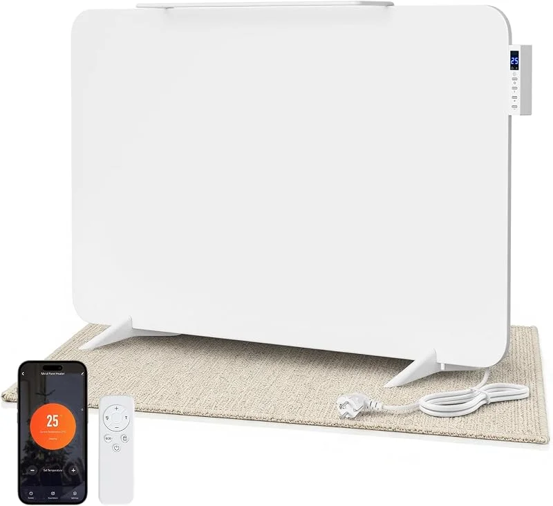 Infrarotheizung 800W mit WLAN, Thermostat, Handtuchhalter, Weiß — Heizung Warmepumpe