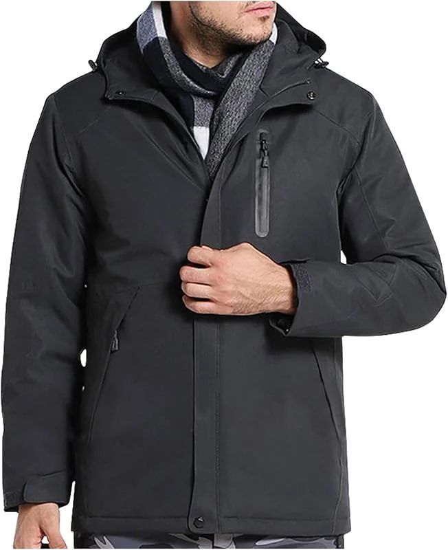 KQIVAM Beheizbare Jacke Herren mit Kapuze, Heizjacke mit 3 Heizzone, Eletriksche Beheizbare Weste mit USB, Weiche und Warme Beheizbare jacke für Skifahren, Motorradfahren, Outdoor Casual Pullover — Heizkleidung