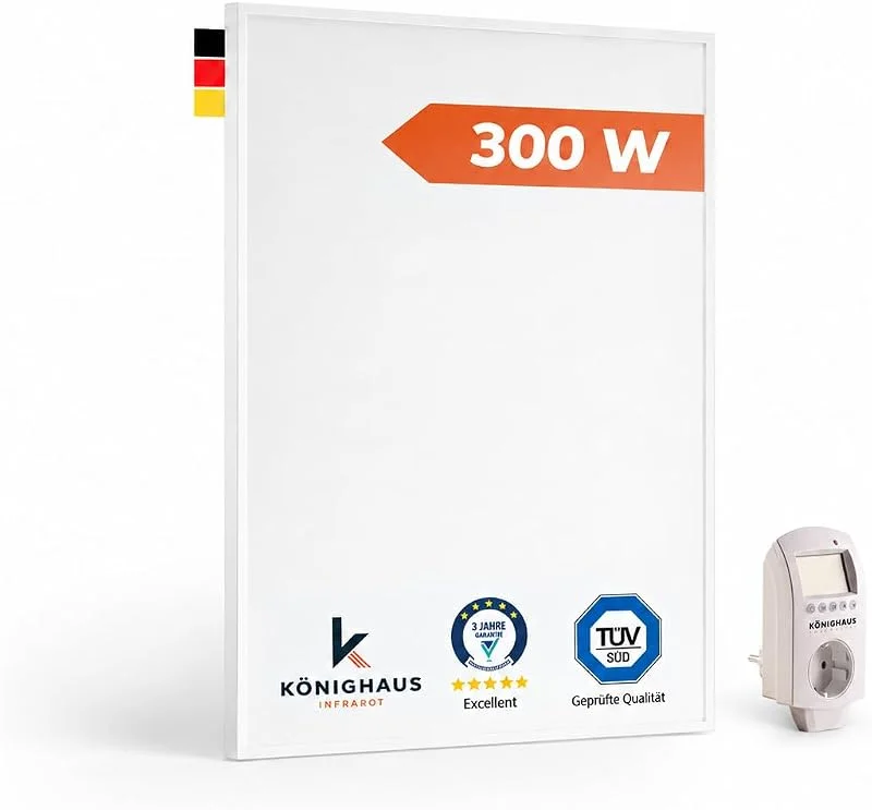 Könighaus Infrarotheizung 300 W - Thermostat - 3-8 m² — Heizung Warmepumpe