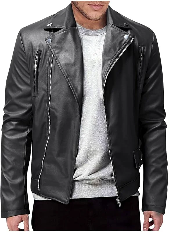 Generisch Lederjacke Herren Bomberjacke Bikerjacke Leder Herrenjacke — Heizkleidung