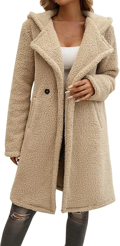 Ansenesna Winterjacke Damen Lang Warm Gefüttert Teddy Fleecejacke Mit Kapuze Flauschig Wintermantel Mit Fell Teddyfleece Jacke Winter Fleece Plüsch Teddyjacke Frauen Teddyfell Innenfell Mantel — Heizkleidung