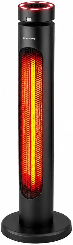 Infrarot Heizstrahler Terrasse AURA 2000W – Infrarotheizung Standgerät mit 8 Stufen Oszillation 65° Carbonstab, IP45 Elektroheizung, Terrassenheizer Outdoor & Heizstrahler Balkon, Schwarz — Heizung Warmepumpe